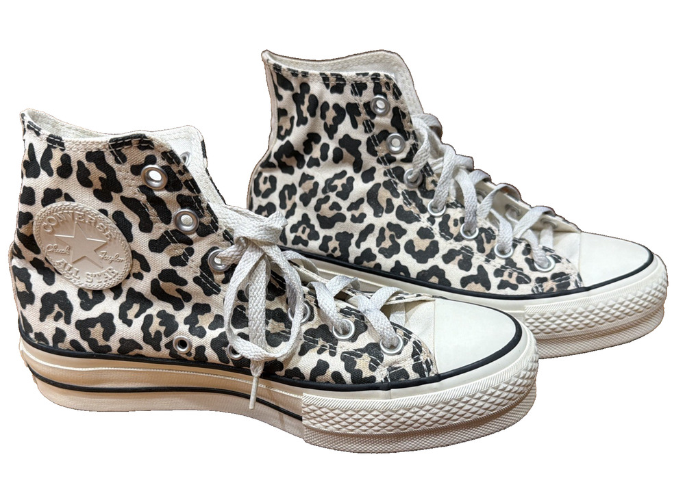 Converse Leopard Print Platform High Top Sneakers Women’s 7.5